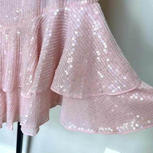 NWT MAC DUGGAL 10796 Rose Pink Sequin Asymmetrical Spaghetti Strap Dress Women’s - Picture 5 of 8